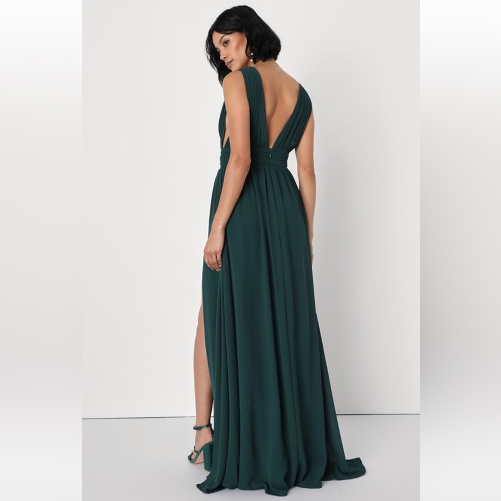 NEW Lulu’s Heavenly Hues Forest Green Maxi Dress - S - Picture 4 of 8